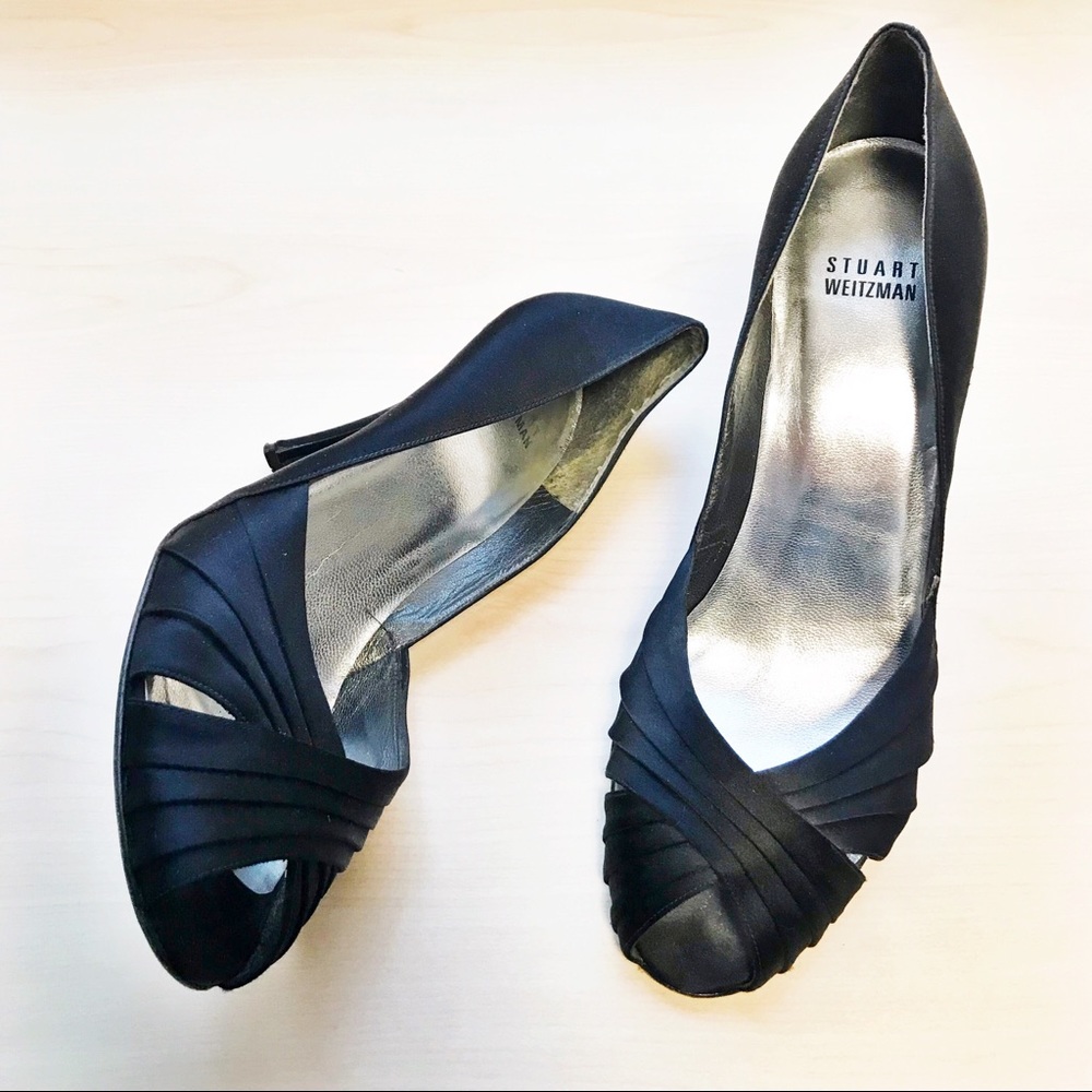 Stuart Weitzman Black Peep Toe Pump